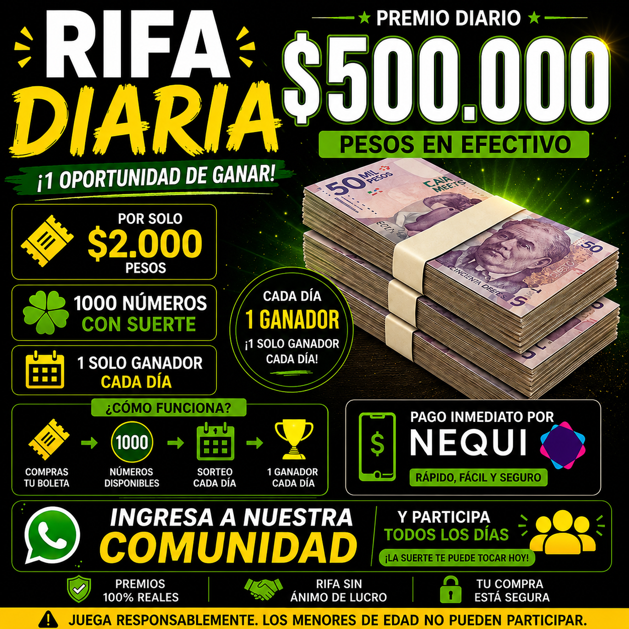  \"RIFA DIARIA ORO Y SUERTE: ¡Tu Pasaporte a la Fortuna Diaria! 🌟\"